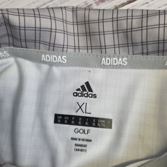 Adidas Golf Men's XL Ultimate 365 Polo Shirt Polyester Spandex Gray Plaid - Picture 4 of 10